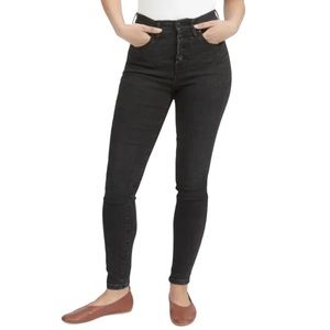 Everlane High Rise Button Fly Black Denim Skinny Ankle Stretch Jeans - 27